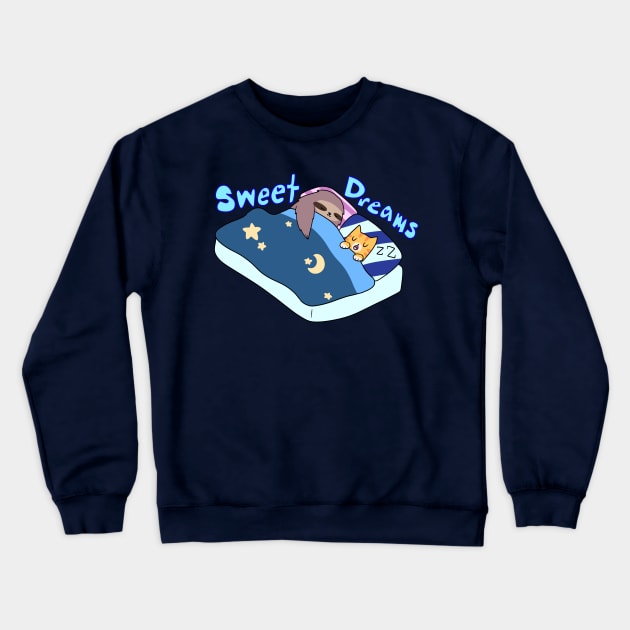 Sweet Dreams Sloth and Tabby Crewneck Sweatshirt by saradaboru